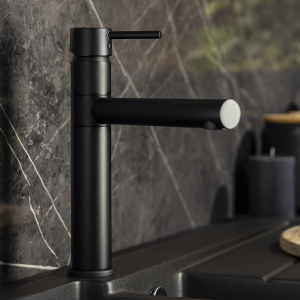 Abode Tower Single Lever Kitchen Mixer Tap   Matt Black