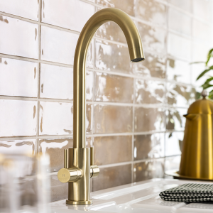 Abode Marido Dual Lever Kitchen Mixer Tap   Brushed Brass