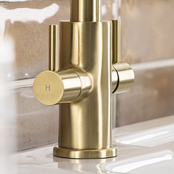 Abode Marido Dual Lever Kitchen Mixer Tap   Brushed Brass - Image 3