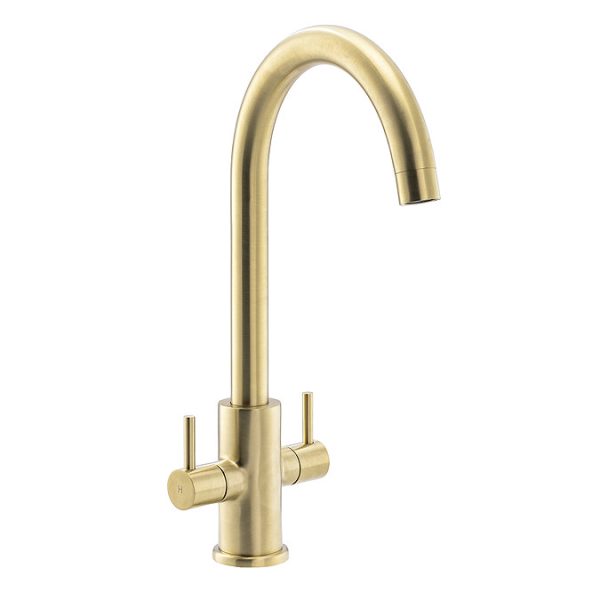 Abode Marido Dual Lever Kitchen Mixer Tap   Brushed Brass - Image 2