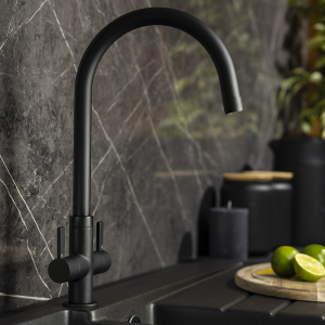 Abode Neo Dual Lever Kitchen Mixer Tap   Matt Black