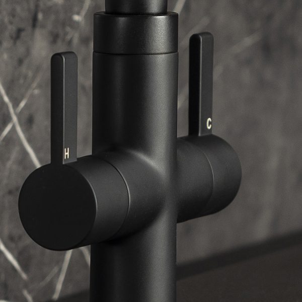 Abode Neo Dual Lever Kitchen Mixer Tap   Matt Black - Image 3