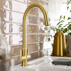 Abode Neo Dual Lever Kitchen Mixer Tap   Brushed Brass