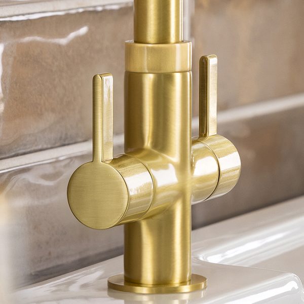 Abode Neo Dual Lever Kitchen Mixer Tap   Brushed Brass - Image 3