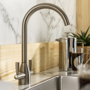 Abode Zermat Dual Lever Kitchen Mixer Tap   Brushed Nickel
