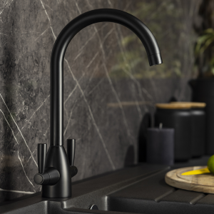 Abode Zermat Dual Lever Kitchen Mixer Tap   Matt Black