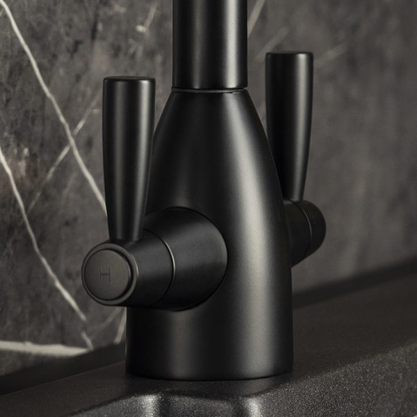 Abode Zermat Dual Lever Kitchen Mixer Tap   Matt Black - Image 3