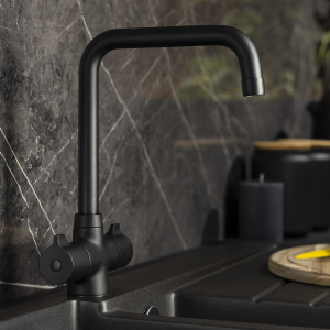 Abode Crescendo Quad Dual Lever Kitchen Mixer Tap   Matt Black