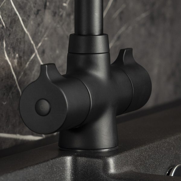 Abode Crescendo Quad Dual Lever Kitchen Mixer Tap   Matt Black - Image 3