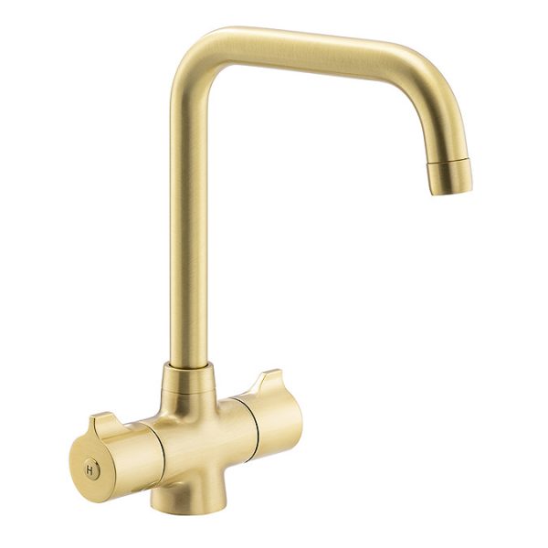 Abode Crescendo Quad Dual Lever Kitchen Mixer Tap   Brushed Brass - Image 2
