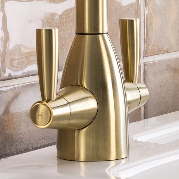 Abode Zermat Dual Lever Kitchen Mixer Tap   Brushed Brass - Image 3
