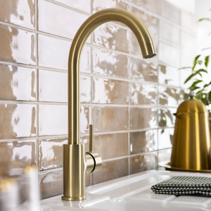 Abode Nico Single Lever Kitchen Mixer Tap   Brushed Brass