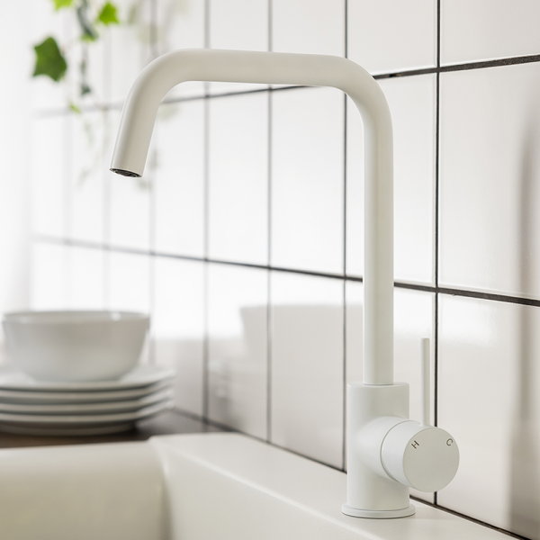 Abode Vigour Single Lever Kitchen Mixer Tap   Matt White