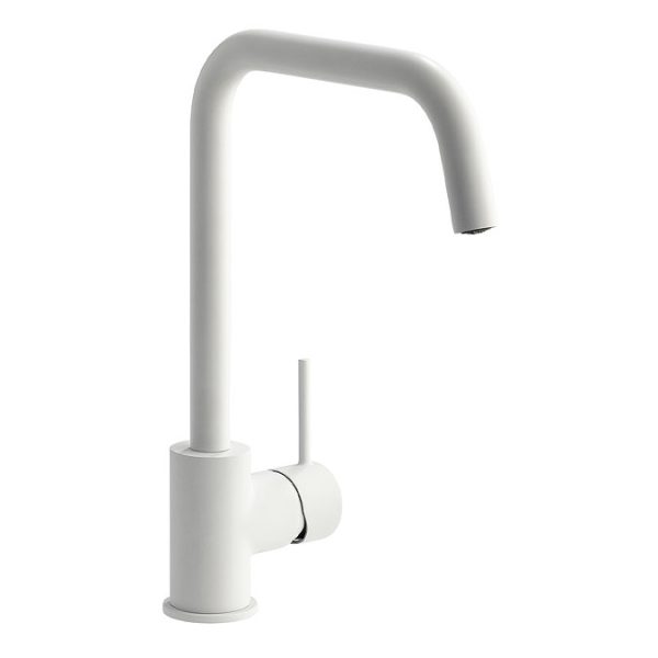 Abode Vigour Single Lever Kitchen Mixer Tap   Matt White - Image 2