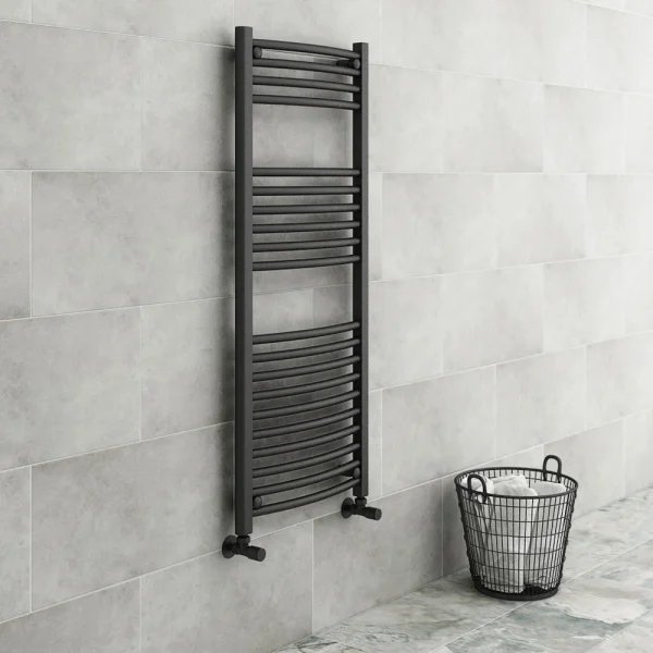 Diamond Curved Heated Towel Rail   W500 x H1200mm   Anthracite
