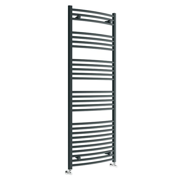 Diamond Curved Heated Towel Rail   W600 x H1600mm   Anthracite - Image 2
