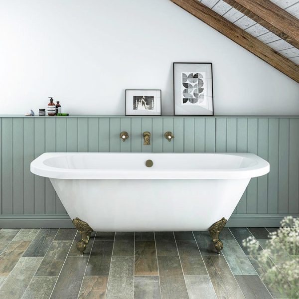 Admiral 1685 Back To Wall Roll Top Bath + Antique Brass Leg Set - Image 3