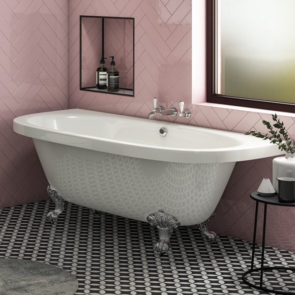 Admiral 1685 Back To Wall Roll Top Bath + Chrome Leg Set - Image 2