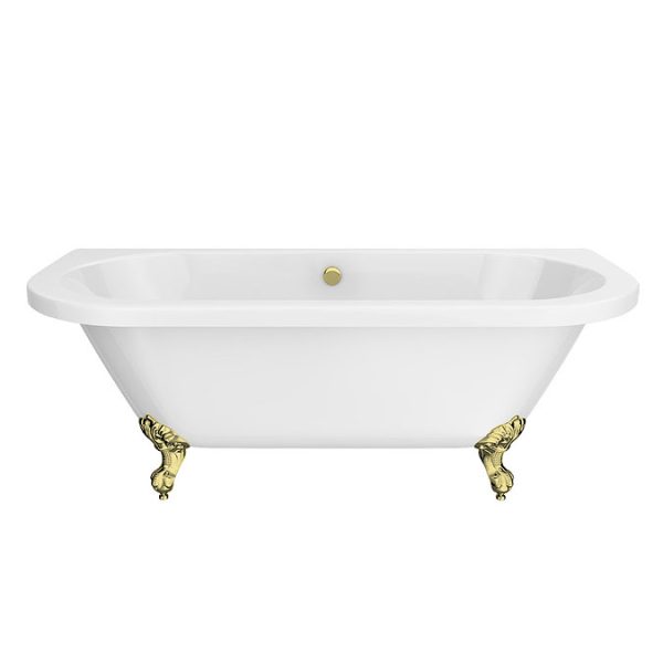Admiral 1685 Back To Wall Roll Top Bath + Brushed Brass Leg Set - Image 5
