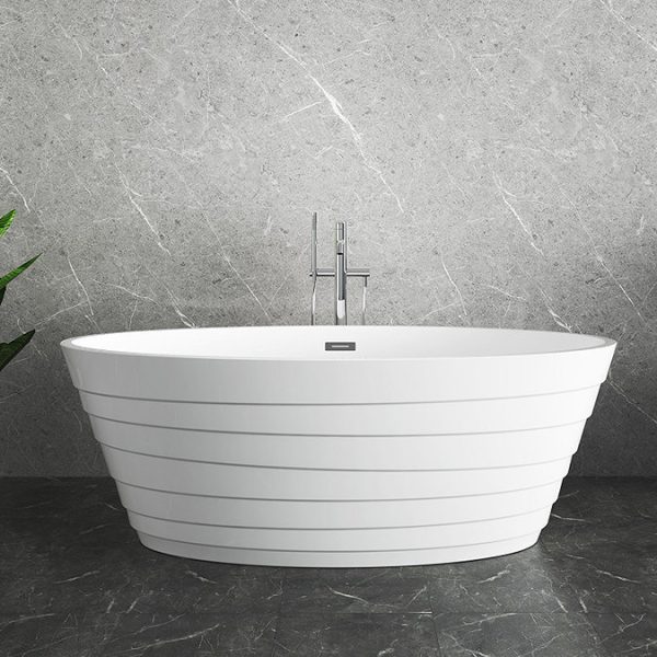 Alcamo 1600 x 805 Curved Ripple Design Bath with Chrome Waste - Image 3