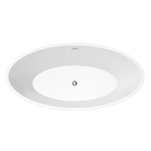Alcamo 1600 x 805 Curved Ripple Design Bath with Chrome Waste - Image 4