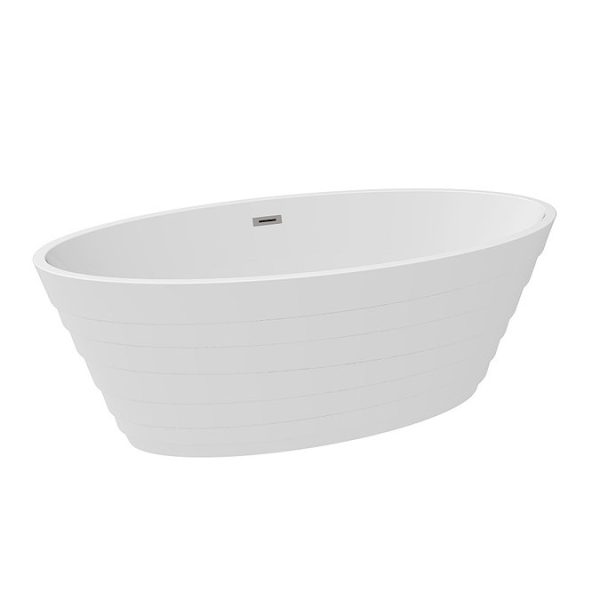 Alcamo 1600 x 805 Curved Ripple Design Bath with Chrome Waste - Image 5