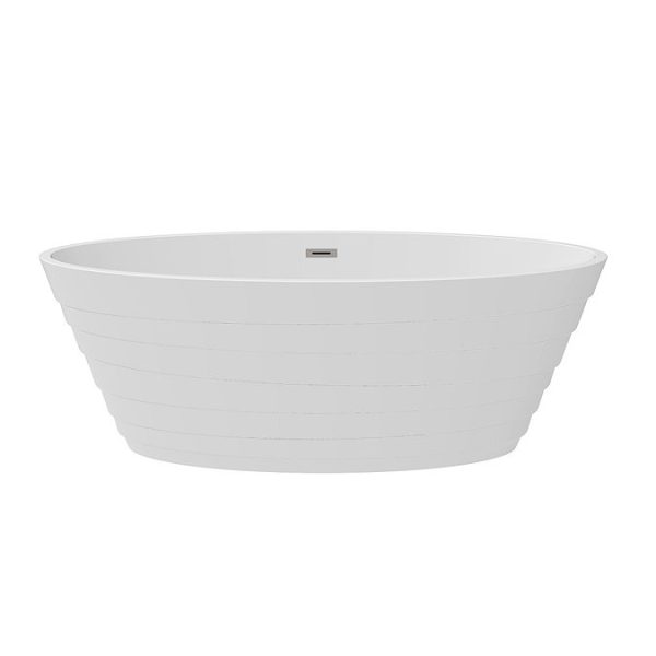 Alcamo 1600 x 805 Curved Ripple Design Bath with Chrome Waste - Image 6