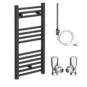 Diamond Anthracite 400 x 800mm Straight Heated Towel Rail (incl. Valves + Electric Heating Kit)
