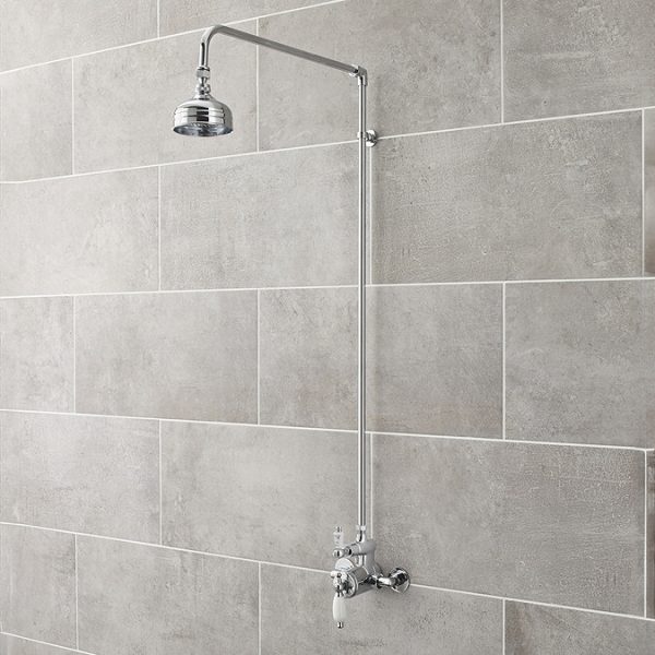 Ultra Traditional Exposed Thermostatic Shower Package with Twin Valve & Riser Kit - Image 3