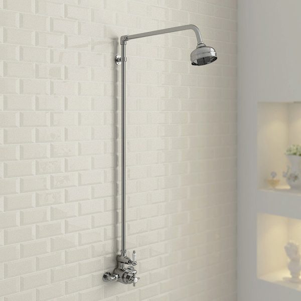 Ultra Traditional Exposed Thermostatic Shower Package with Twin Valve & Riser Kit - Image 2