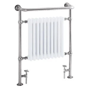 Heritage   Clifton Heated Towel Rail with Crosshead Valves   Chrome