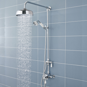 Nuie Victorian Exposed Valve with Rigid Riser Kit, Diverter, 8" Shower Rose & Handset