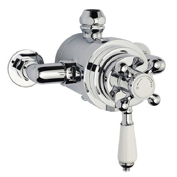 Nuie Victorian Exposed Valve with Rigid Riser Kit, Diverter, 8" Shower Rose & Handset - Image 2