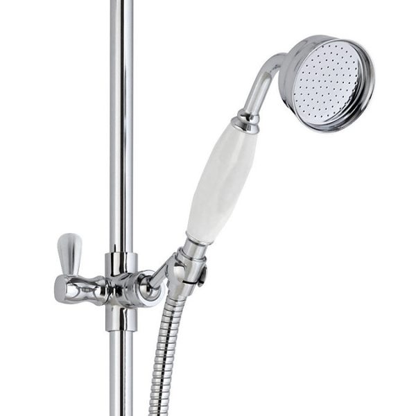 Traditional Luxury Rigid Riser Kit with Diverter & Twin Exposed Shower Valve Chrome - Image 2