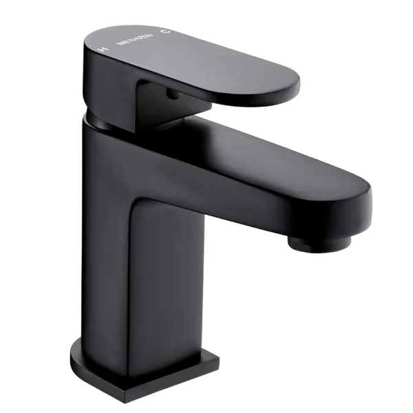 Deva Amio Mini Matt Black Curved Mono Basin Mixer