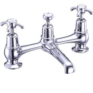 Burlington   Anglesey 2 Tap Hole Bridge Basin Mixer with Plug & Chain