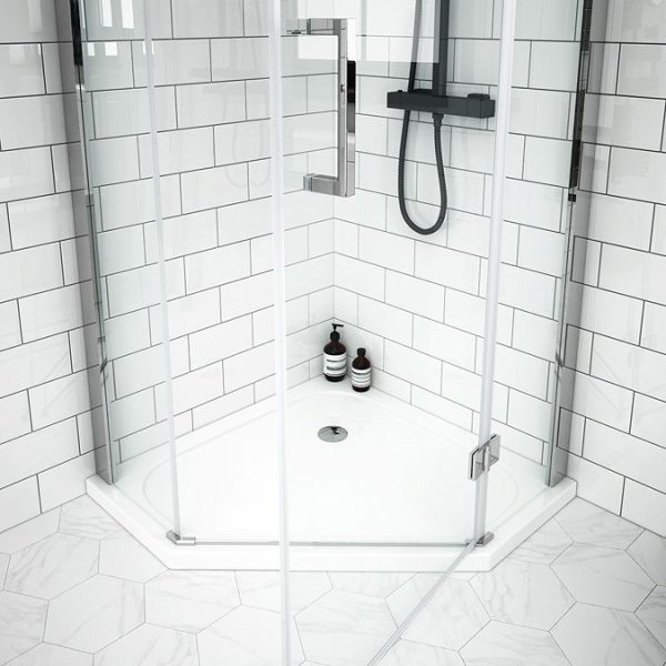 Apollo 900x900mm Frameless Pentangle Enclosure (incl. Tray + Waste) - Image 5