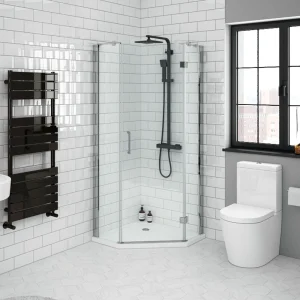 Apollo 900x900mm Frameless Pentangle Enclosure (incl. Tray + Waste)