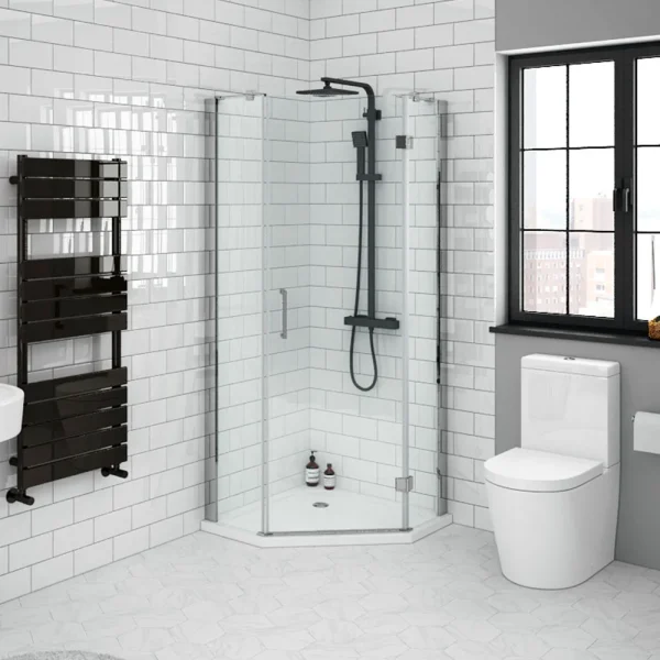 Apollo 900x900mm Frameless Pentangle Enclosure (incl. Tray + Waste)