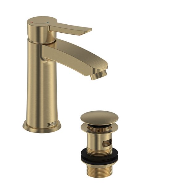 Bristan Apelo Eco Start Basin Mixer with Clicker Waste    Brushed Brass - Image 2