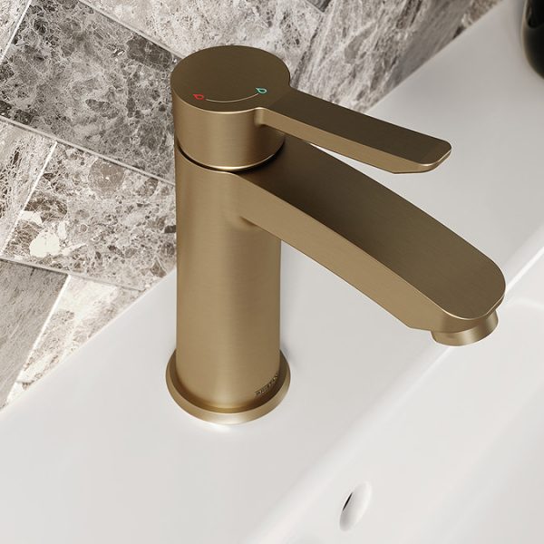 Bristan Apelo Eco Start Basin Mixer with Clicker Waste    Brushed Brass - Image 3
