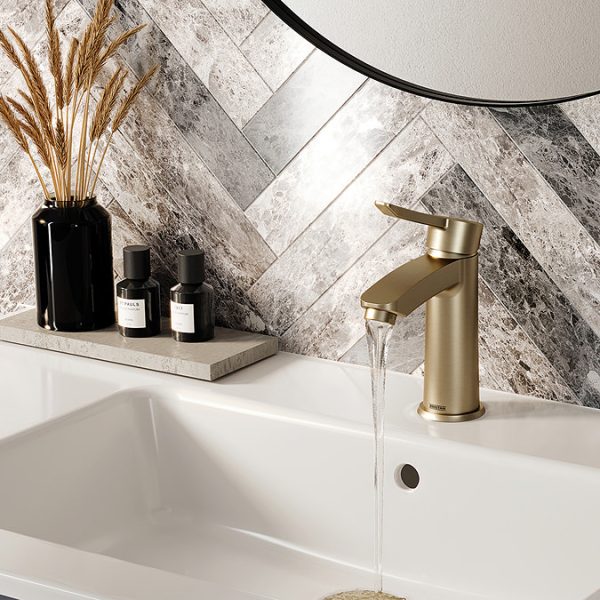 Bristan Apelo Eco Start Basin Mixer with Clicker Waste    Brushed Brass - Image 4