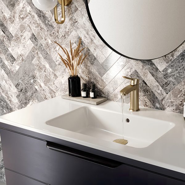Bristan Apelo Eco Start Basin Mixer with Clicker Waste    Brushed Brass - Image 5