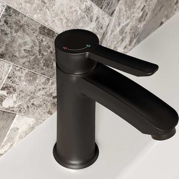 Bristan Apelo Eco Start Basin Mixer with Clicker Waste   Black - Image 4