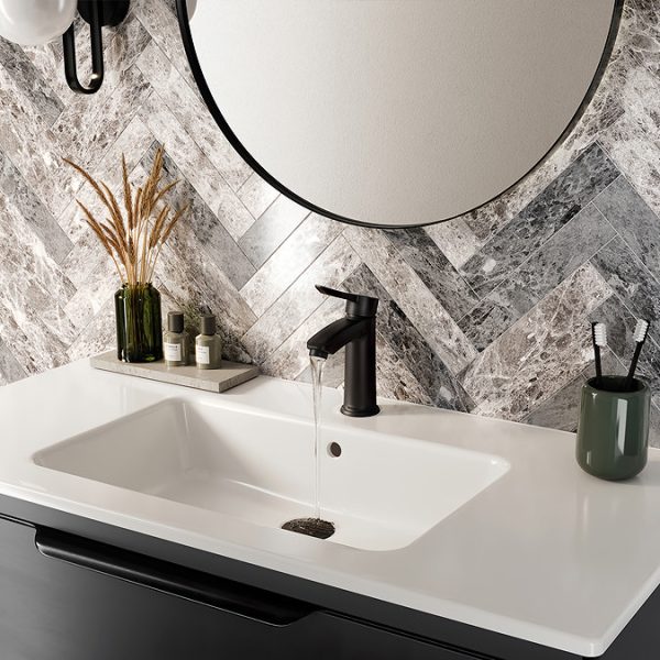 Bristan Apelo Eco Start Basin Mixer with Clicker Waste   Black - Image 2