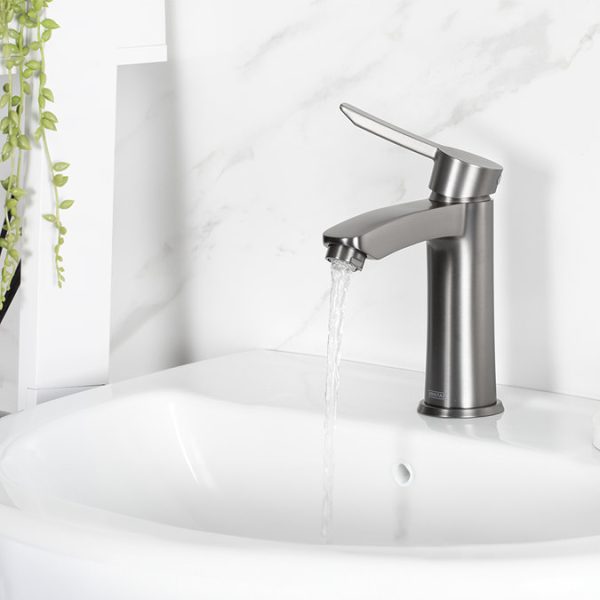 Bristan Apelo Eco Start Basin Mixer with Clicker Waste    Gun Metal Grey - Image 2