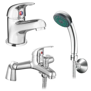 Apollo Contemporary Basin and Bath Shower Mixer Taps   Chrome