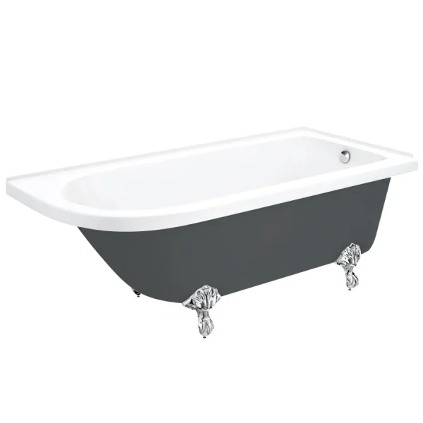 Appleby Grey 1700 Roll Top Shower Bath + Chrome Leg Set