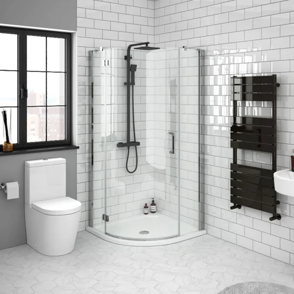 Apollo 800x800mm Frameless Single Door Quadrant Enclosure + Tray