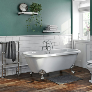 The Bath Co. 1750 x 800mm Traditional Double Ended Roll Top Bath with Chrome Feet